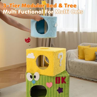 Show full view: Happy & Polly Dopamine Dream Cake 49.2-in Fleece Cat Tree & Condo slide 5 of 9