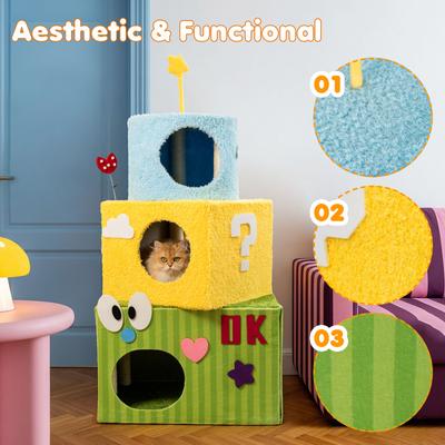 Show full view: Happy & Polly Dopamine Dream Cake 49.2-in Fleece Cat Tree & Condo slide 6 of 9