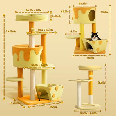 Show full view: Happy & Polly Tranformable Cheese 53.2-in Fleece Cat Tree & Condo slide 9 of 9