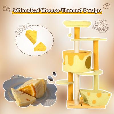 Show full view: Happy & Polly Tranformable Cheese 53.2-in Fleece Cat Tree & Condo slide 4 of 9