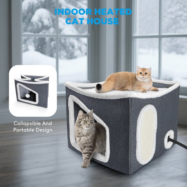 Show full view: Invenho Indoor Heated Cat House, Grey, Medium slide 6 of 7