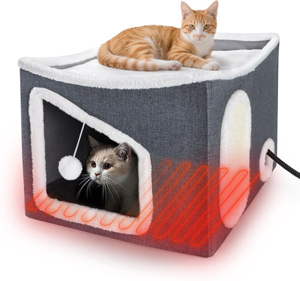 Show full view: Invenho Indoor Heated Cat House, Grey, Medium slide 1 of 7
