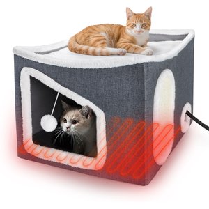 Invenho Indoor Heated Cat House, Grey, Medium
