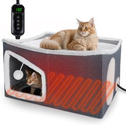 Invenho Indoor Heated Cat House, Grey, Large