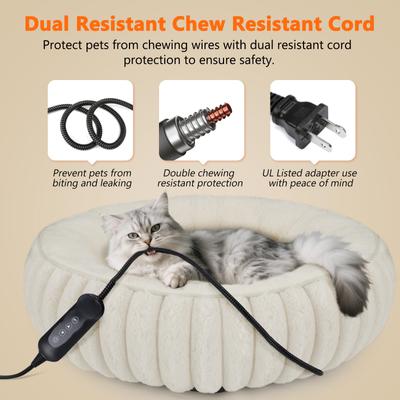 Show full view: Invenho Rabbit Flannel Heated Cat & Dog Bed, 20-in x 12-in, White slide 4 of 9