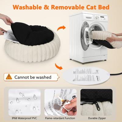 Show full view: Invenho Rabbit Flannel Heated Cat & Dog Bed, 20-in x 12-in, White slide 5 of 9