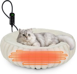 Invenho Rabbit Flannel Heated Cat & Dog Bed, 20-in x 12-in, White
