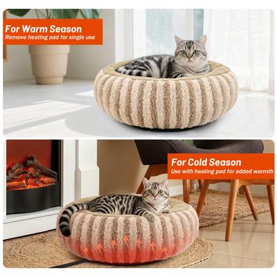 Show full view: Invenho Rabbit Fleece & Teddy Fleece Strips Heated Cat & Dog Bed, 20-in x 12-in, Brown slide 8 of 8