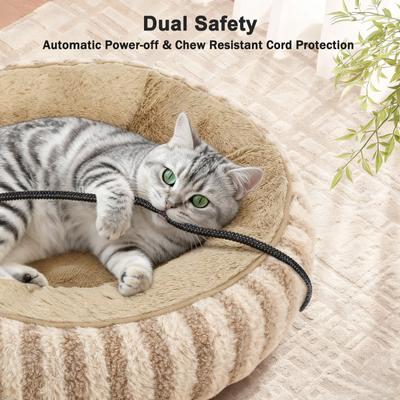 Show full view: Invenho Rabbit Fleece & Teddy Fleece Strips Heated Cat & Dog Bed, 20-in x 12-in, Brown slide 3 of 8