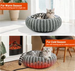 Invenho Rabbit Fleece & Teddy Fleece Strips Heated Cat & Dog Bed, 20-in x 12-in, Grey slide 2 of 8