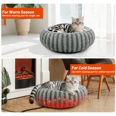 Show full view: Invenho Rabbit Fleece & Teddy Fleece Strips Heated Cat & Dog Bed, 20-in x 12-in, Grey slide 8 of 8