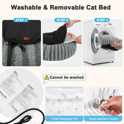 Show full view: Invenho Rabbit Fleece & Teddy Fleece Strips Heated Cat & Dog Bed, 20-in x 12-in, Grey slide 7 of 8