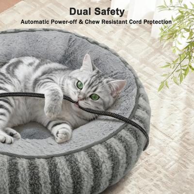 Show full view: Invenho Rabbit Fleece & Teddy Fleece Strips Heated Cat & Dog Bed, 20-in x 12-in, Grey slide 3 of 8