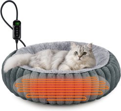 Invenho Rabbit Flannel Heated Cat & Dog Bed, 20-in x 12-in, Grey