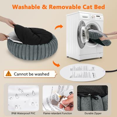 Show full view: Invenho Rabbit Flannel Heated Cat & Dog Bed, 20-in x 12-in, Grey slide 3 of 8