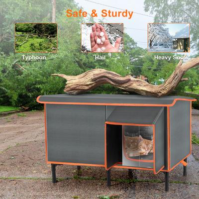 Show full view: Invenho Waterproof Outdoor Heated Cat House with Safe Escape Door, Grey, 25.7-in x 13.5-in slide 7 of 9