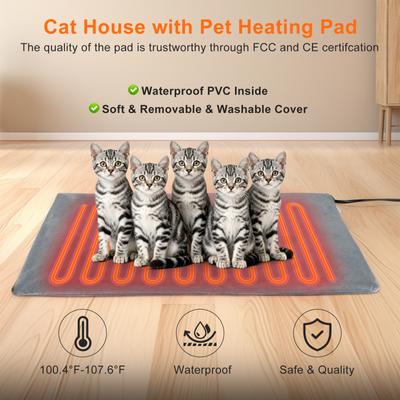 Show full view: Invenho Waterproof Outdoor Heated Cat House with Safe Escape Door, Grey, 25.7-in x 13.5-in slide 5 of 9