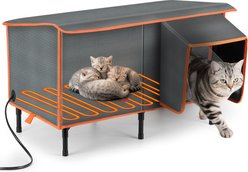 Invenho Waterproof Outdoor Heated Cat House with Safe Escape Door, Grey, 25.7-in x 13.5-in