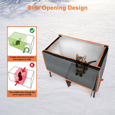Show full view: Invenho Waterproof Outdoor Heated Cat House with Safe Escape Door, Grey, 25.7-in x 13.5-in slide 3 of 9