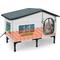 Show in main carousel: Invenho Heated Pointed Roof Outdoor Cat House with Printed Design, Grey, 25.7-in x 13.5-in slide 1 of 7