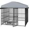 Show in main carousel: jansno Metal Outdoor Dog Pen with Roof Cover, Black & Gray slide 4 of 6