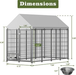 jansno Outdoor Metal Dog Pen with Roof Cover, Black slide 2 of 7