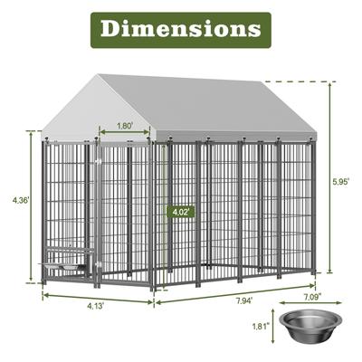 Show full view: jansno Outdoor Metal Dog Pen with Roof Cover, Black slide 7 of 7