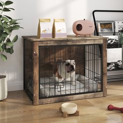 jansno Double Door Wooden Indoor Furniture Style Dog Crate