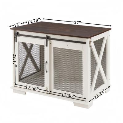 Show full view: jansno Farmhouse Wooden End Table Furniture Style Dog Crate slide 3 of 5