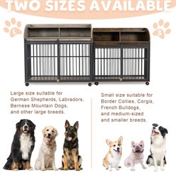 jansno Wooden Furniture Style Dog Crate with Lockable Wheels slide 2 of 8