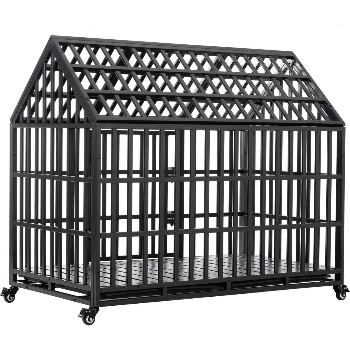 jansno Heavy Duty Dog Crate with Lockable Wheels