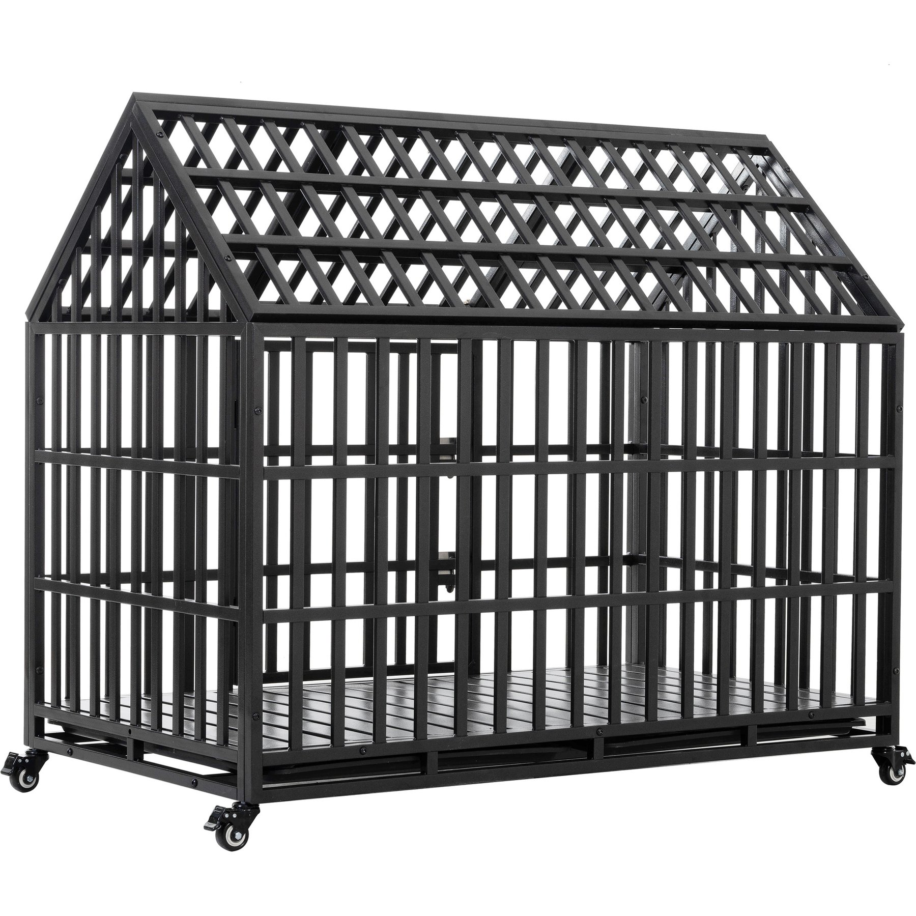 jansno Heavy Duty Dog Crate with Lockable Wheels