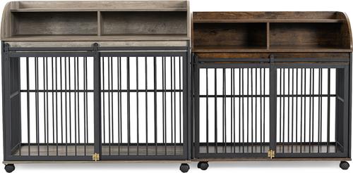 Show full view: jansno Wooden Furniture Style Dog Crate with Lockable Wheels slide 6 of 9