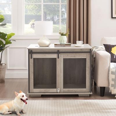 Show full view: jansno Farmhouse Wooden End Table Dog Crate slide 3 of 6