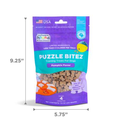 Show full view: Outward Hound by Nina Ottosson Puzzle Bitez Pumpkin Flavored Dog Treats, 7.5-oz bag slide 7 of 10