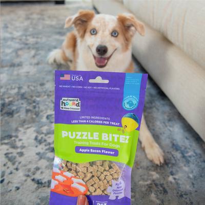 Show full view: Nina Ottosson by Outward Hound Apple Bacon Puzzle Bitez Training Dog Treats, 7.5-oz bag slide 9 of 10