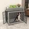 Show in main carousel: Yafylly Wooden Furniture Style End Table Double Door Dog Crate with Wheels, X-Large, Gray slide 1 of 7