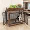 Show in main carousel: Yafylly Wooden Furniture Style End Table Double Door Dog Crate with Wheels, X-Large, Rustic Brown slide 1 of 7