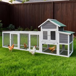 Yafylly Outdoor Wooden Chicken Coop with Perch, Gray, Gray, Large