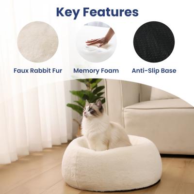 Show full view: PawsPik Perfect Comfort Orthopedic Faux Rabbit Fur Memory Foam Cat & Small Dog Bed slide 3 of 11
