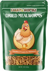 LuckyQworms Dried Mealworms Chicken Bird & Fish Treats, 1-lb bag