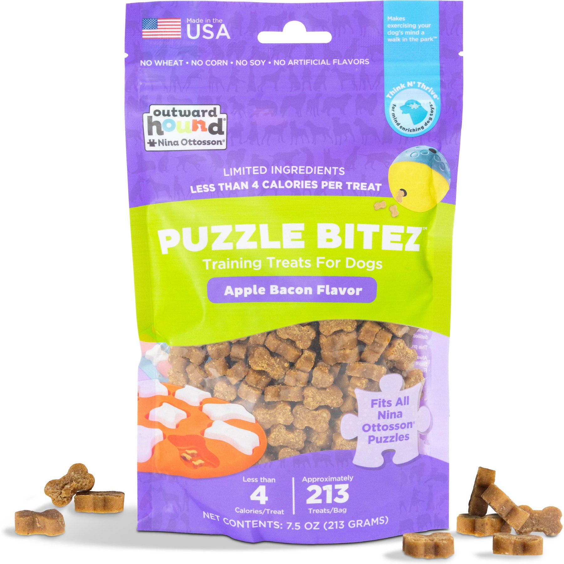 Outward Hound Nina Ottosson Apple Bacon Puzzle Bitez Training Dog Treats, 7.5-oz bag