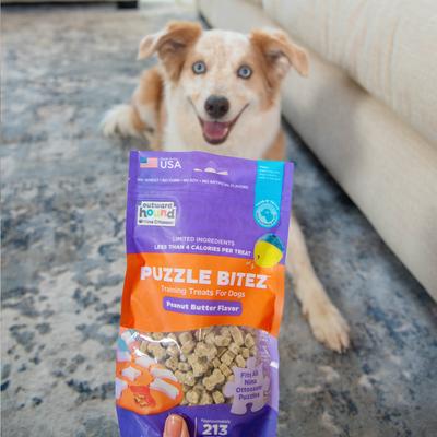 Show full view: Nina Ottosson by Outward Hound Peanut Butter Puzzle Bitez Training Dog Treats, 7.5-oz bag slide 9 of 11