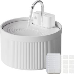 PawsPik CeramiFlow Ceramic Battery-Operated Faucet Dog & Cat Water Fountain, White, 9-cup