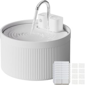 PawsPik CeramiFlow Ceramic Battery-Operated Faucet Dog & Cat Water Fountain, White, 9-cup