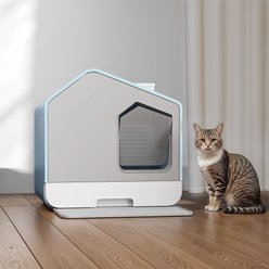 Yitahome Enclosed Clumping Cat Litter Box with Mat & Scoop, Blue, X-Large: 17.3 x 15.7 x 17.7-in