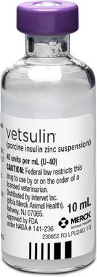 Show full view: Vetsulin (porcine insulin zinc suspension) U-40 Injectable for Dogs & Cats, 10-mL slide 7 of 13