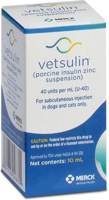 Show full view: Vetsulin (porcine insulin zinc suspension) U-40 Injectable for Dogs & Cats, 10-mL slide 3 of 13