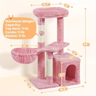 Show full view: Yaheetech 34.5-in Plush Cover Cat Tree, Pink slide 3 of 12