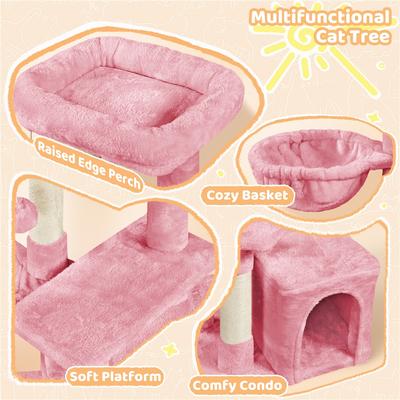 Show full view: Yaheetech 34.5-in Plush Cover Cat Tree, Pink slide 4 of 12